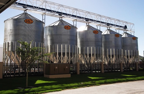 Row of Silos at commercial store 