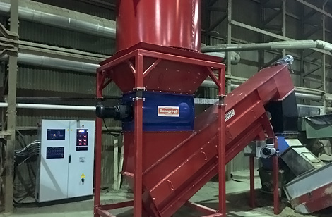 DEU with cyclone, rotary valve & waste auger